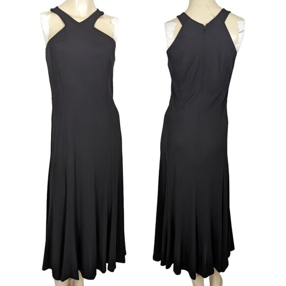 LAUREN RALPH‎ LAUREN Cocktail Party Evening Criss Cross Black Midi Dress sz 4 - Picture 1 of 15